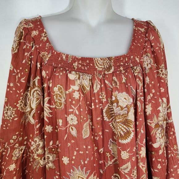 Chaps Top Blouse Womens XXL Peasant Cottage Core Boho Floral Squareneck Sheer - Picture 3 of 12